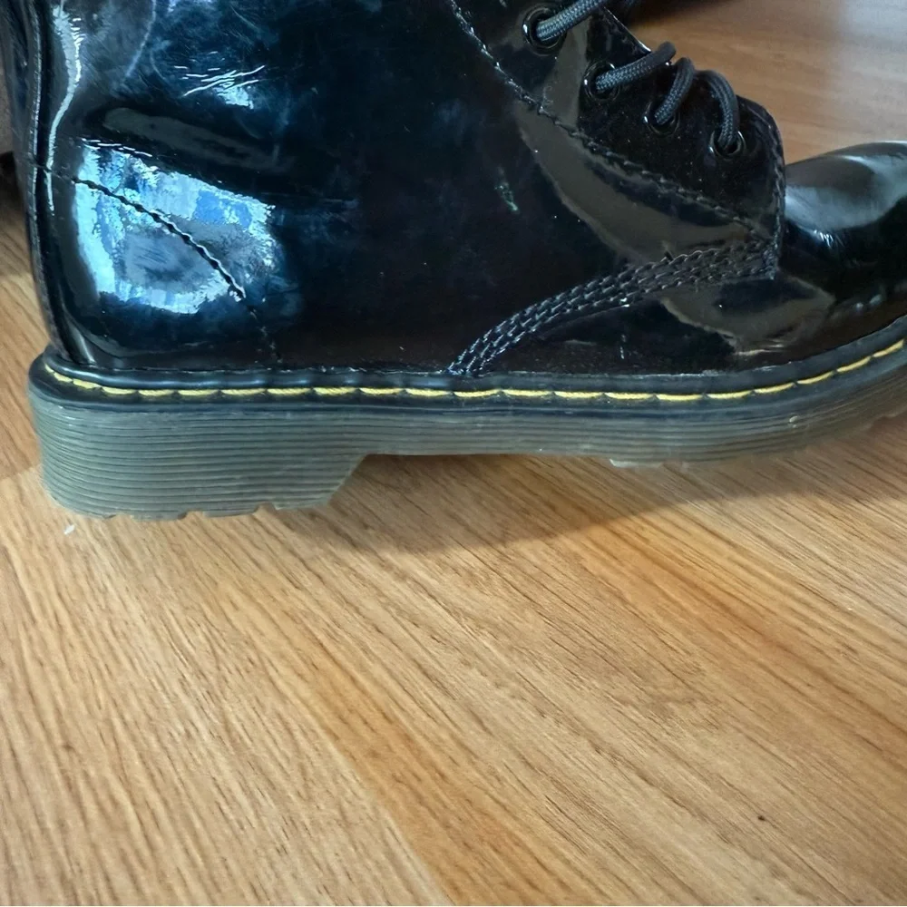Dr. Martens Delaney 1460 Black Patent Lamper Lace Up Zipper Boots Size 3 (Girls)